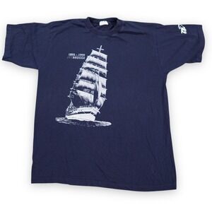 VTG Zeebrugge Port Gem Tag Tall Ship T-Shirt Mens Single Stitch  100‎ Years